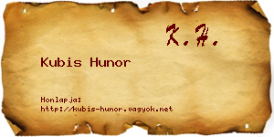 Kubis Hunor névjegykártya